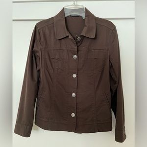 Chico’s Brown Embroidered Rhinestone Jacket Size S